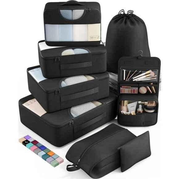 8 Set Packing Cubes for Travel Suitcase Essentials Organizer Bags Set for Lugga - Picture 1 of 7